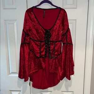 Lip Service Vintage Goth Vampire Velvet Lace Up Top